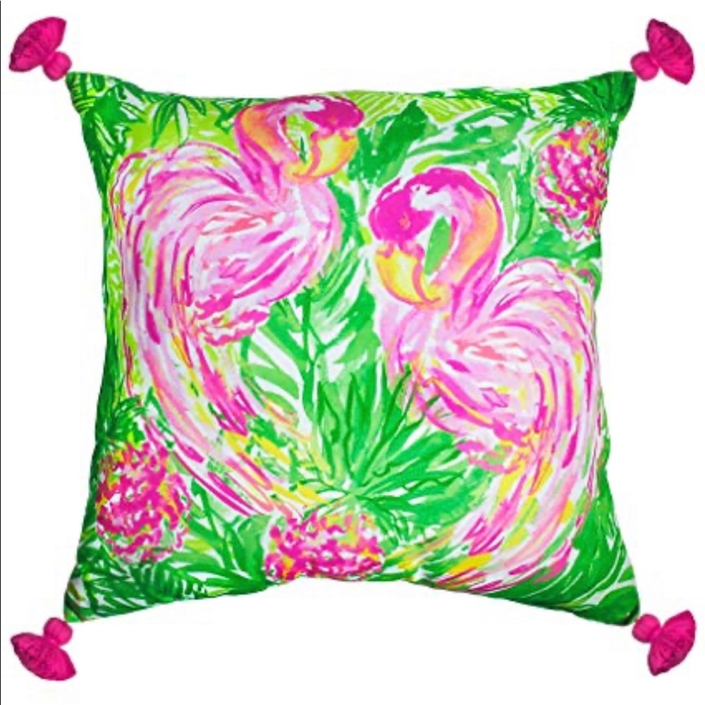 Lilly Pulitzer Painted Palm Flamingo throw Pillow